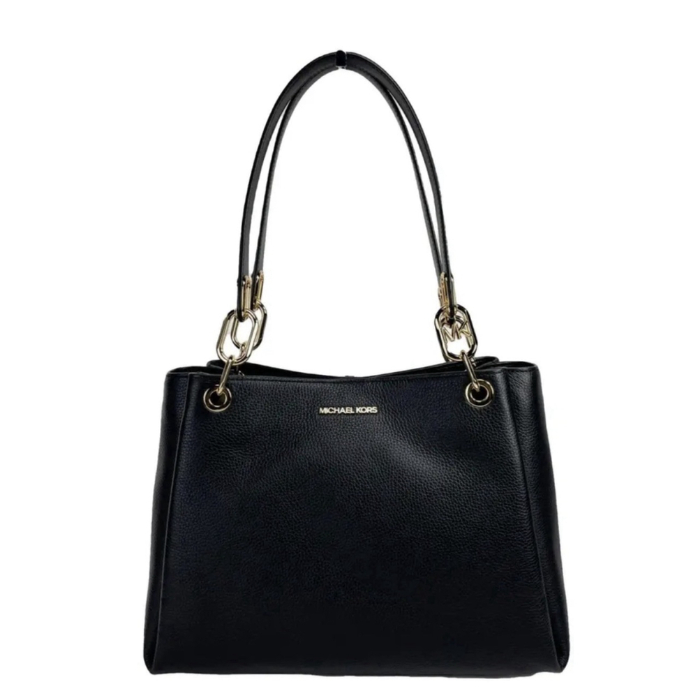 Michael Kors Black Leather Trisha Shoulder Bag